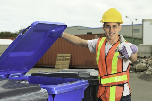Coney Hall skip placement near residential street, overview of sustainable waste collection